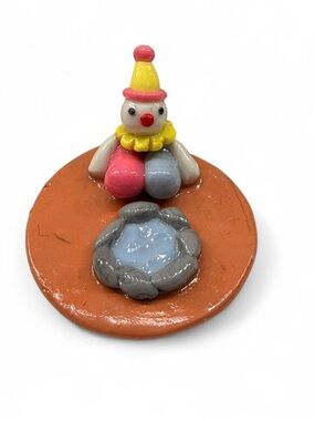 Handcrafted Mini Clown Toy Play Set - Pink, Yellow, Gray